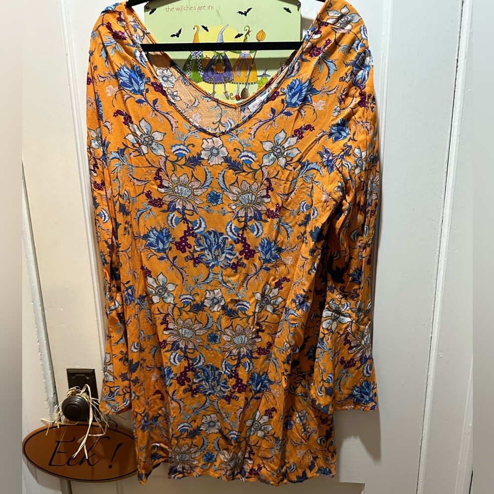 Xhilaration Blue Floral Mini Dress XXL